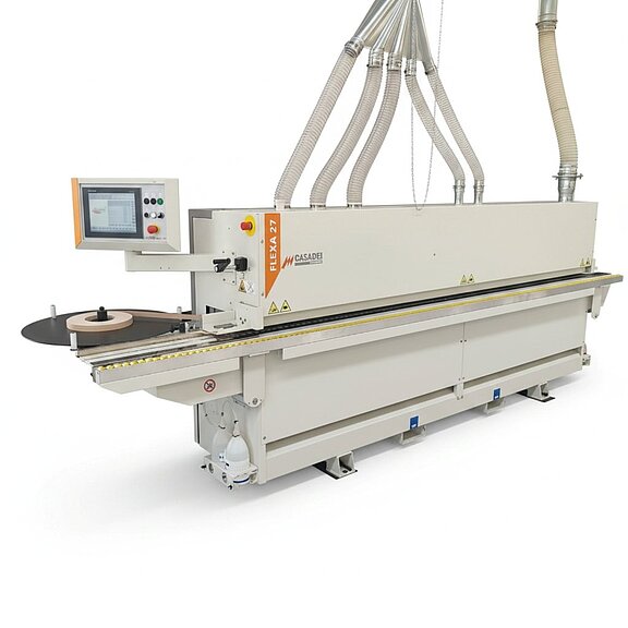 scm Casadei Kantenanleimmaschine Flexa27 mit Fügen & Eckenrundungsaggregat (Messemaschine)